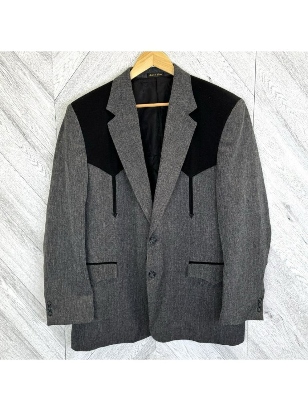 Circle S Western Yoke Blazer Mens Size 48R Gray Black Cowboy Ranch Rodeo Jacket